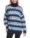 Missoni M  Oversized Turtleneck Wool-blend Sweater In Blue