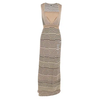 Pre-owned Missoni M  Patterned Maxi Dress Gown In Brown Viscose