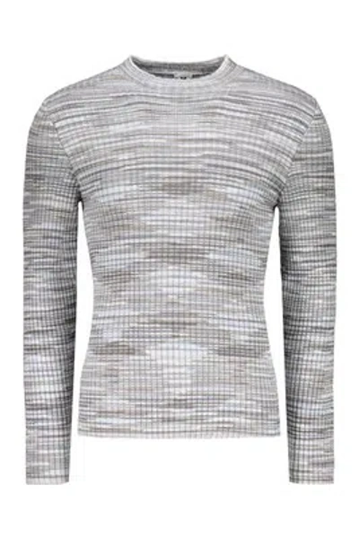 Pre-owned Missoni M  Ribbed Wool Turtleneck Sweater In Gray