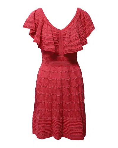Missoni M  Ruffle Knitted Dress In Pink Cotton