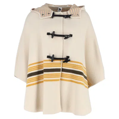 Missoni M  Striped Hooded Cape In Beige Wool In Multi