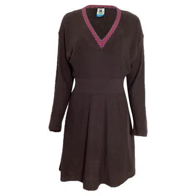Missoni M  V-neck Mini Dress In Brown Wool