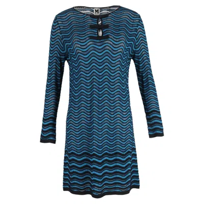 Missoni M  Wave Knitted Bow Detail Mini Dress In Multicolor Viscose