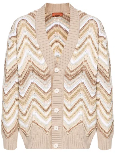 Missoni Striped Jacquard-knit Cardigan In Neutrals