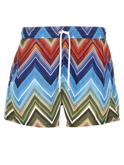Missoni Macro Zigzag Swimsuit Beachwear Multicolor In Blue