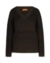 Missoni Womens Solid Color Brown Chevron V-neck Knitted Jumper In Brown
