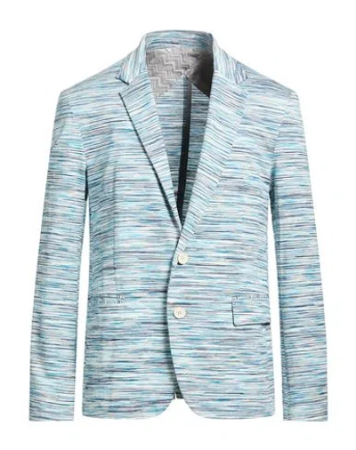 Missoni Man Blazer Azure Size 38 Cotton In Blue