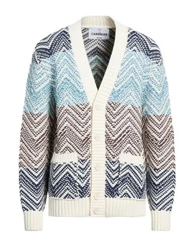 Missoni Man Cardigan Azure Size 42 Cotton, Polyamide, Polyester, Viscose In Multi
