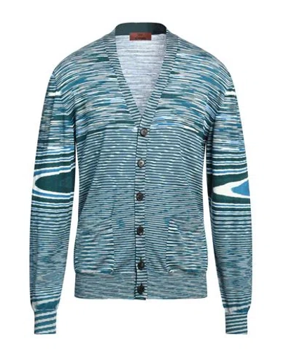 Missoni Man Cardigan Azure Size 44 Wool In Blue