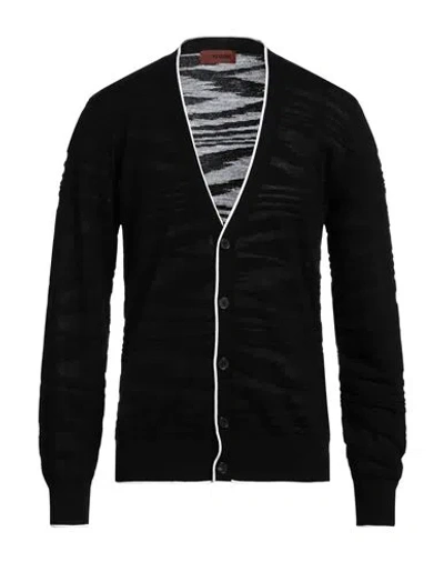 Missoni Man Cardigan Black Size 42 Wool, Viscose