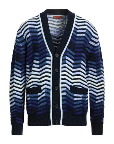 Missoni Jacquard-knit Wool Cardigan In Blue
