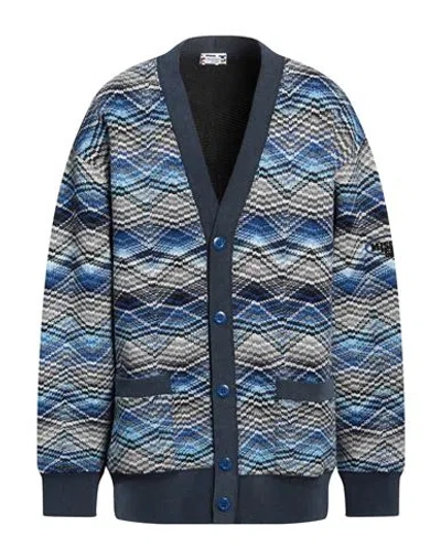 Missoni Man Cardigan Blue Size M Polyester, Wool, Cotton