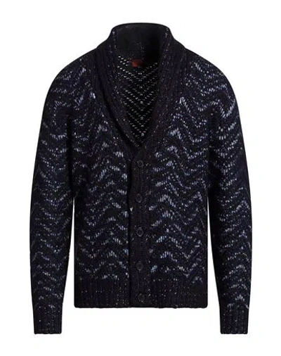 Missoni Man Cardigan Midnight Blue Size 36 Wool, Alpaca Wool, Polyamide In Black