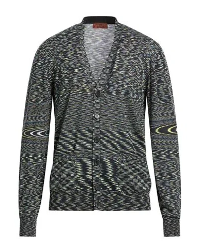 Missoni Man Cardigan Midnight Blue Size 38 Wool In Black