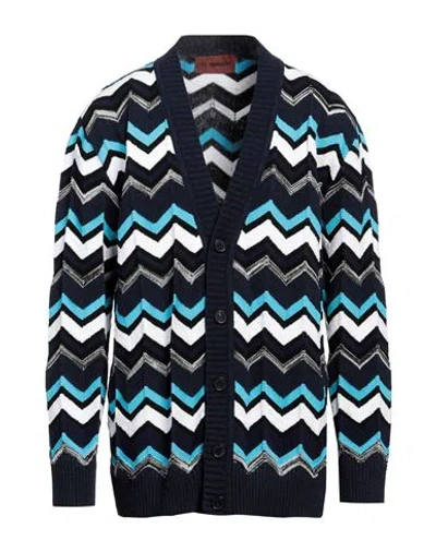 Missoni Man Cardigan Midnight Blue Size 42 Cotton, Viscose, Polyamide