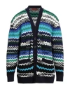 Missoni Zig-zag Knitted Wool-blend Cardigan In Navy Blue