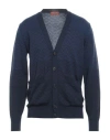Missoni Man Cardigan Navy Size Xxl Cotton, Wool In Blue
