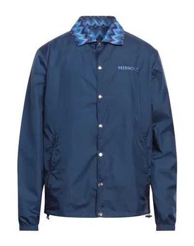 Missoni Man Jacket Blue Size M Polyamide, Polyester