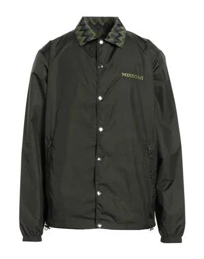 Missoni Man Jacket Dark Green Size L Polyamide, Polyester