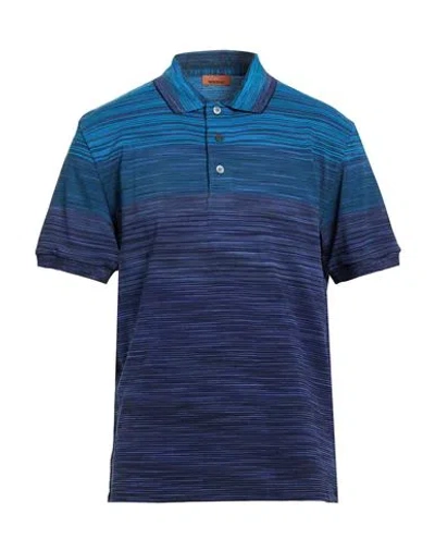 Missoni Man Polo Shirt Azure Size L Cotton In Blue