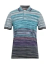 Missoni Man Polo Shirt Azure Size Xl Cotton In Blue