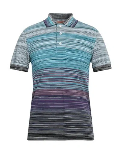 Missoni Man Polo Shirt Azure Size Xs Cotton In Blue