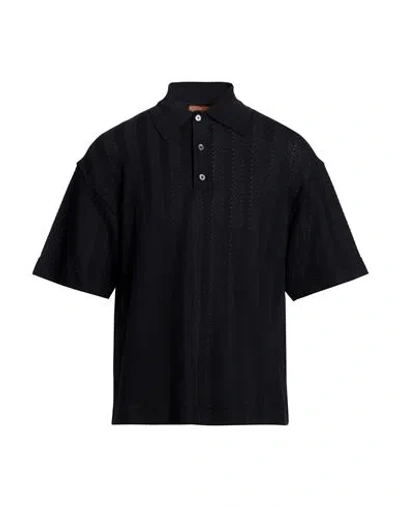 Missoni Jacquard-knit Cotton-blend Polo Shirt In Blue