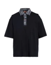Missoni Chevron Knit-insert Cotton Polo Shirt In Blue