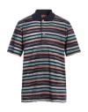 Missoni Man Polo Shirt Navy Blue Size L Cotton In Navy Blue