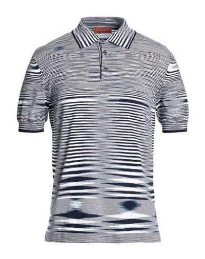Missoni Man Polo Shirt Navy Size 44 Cotton In Blue