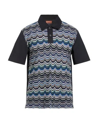 Missoni Man Polo Shirt Navy Size L Cotton In Multi