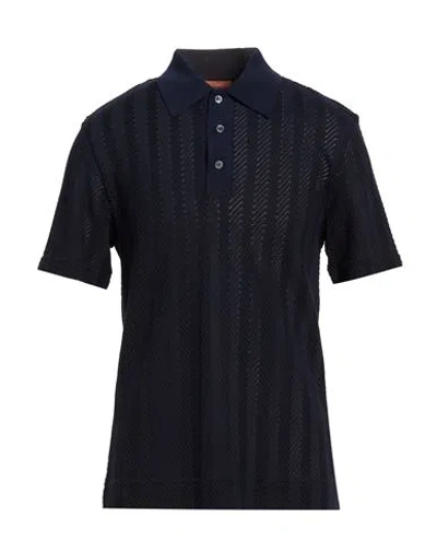 Missoni Man Polo Shirt Navy Size S Cotton, Viscose In Black