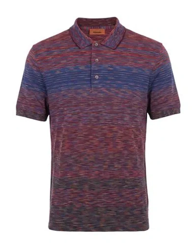 Missoni Man Polo Shirt Navy Size Xl Cotton In Burgundy