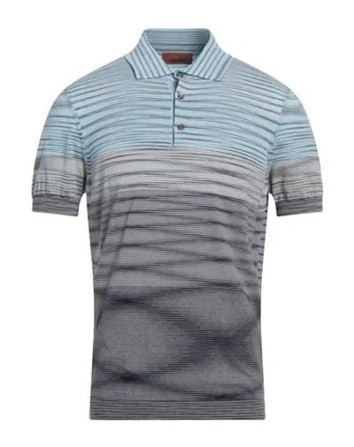 Missoni Man Polo Shirt Sky Blue Size 46 Cotton
