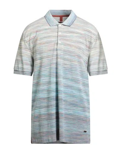 Missoni Man Polo Shirt Sky Blue Size Xxl Cotton In Multi