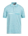 Missoni Man Polo Shirt Turquoise Size 44 Cotton In Blue
