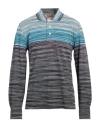 Missoni Man Polo Shirt Turquoise Size Xxl Cotton In Blue