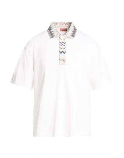 Missoni Man Polo Shirt White Size L Cotton In Red