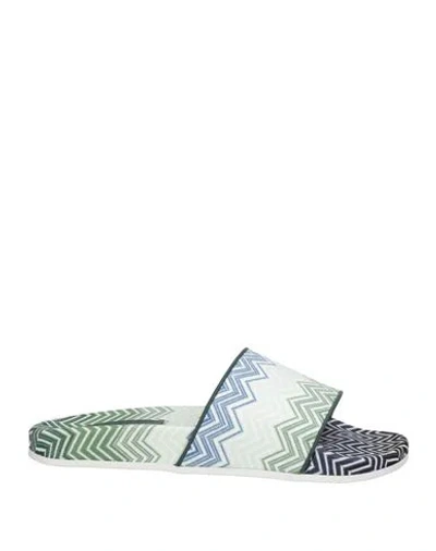 Missoni Man Sandals Dark Green Size 9 Textile Fibers In Multi
