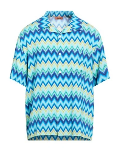 Missoni Man Shirt Azure Size L Viscose In Blue