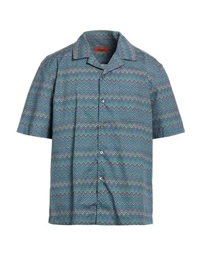 Missoni Man Shirt Deep Teal Size 42 Cotton In Blue