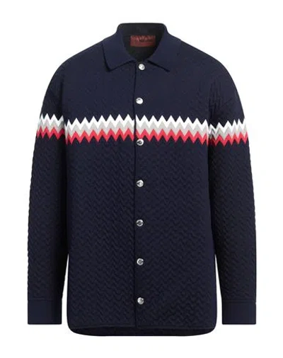 Missoni Man Shirt Midnight Blue Size 42 Cotton, Polyester, Viscose
