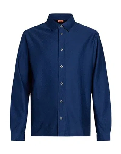 Missoni Man Shirt Navy Size Xl Cotton In Blue