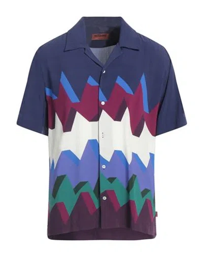 Missoni Man Shirt Purple Size M Viscose In Blue