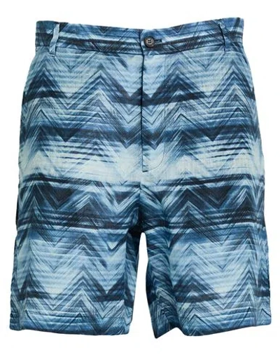 Missoni Printed Linen Chino Shorts In Blue