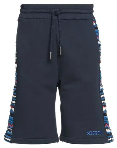 Missoni Men Embroidered Logo And Jacquard Insert Bermuda In Blue