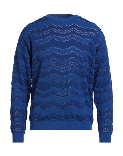 Missoni Man Sweater Bright Blue Size L Viscose, Wool, Polyester