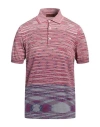 Missoni Striped-knit Short-sleeve Polo Shirt In Red