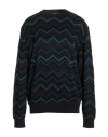 Missoni Zigzag Stripe Cotton Blend Crewneck Sweater In Blue