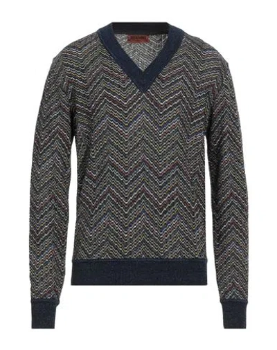 Missoni Man Sweater Midnight Blue Size Xl Cotton, Linen, Polyamide, Viscose